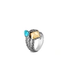 John Hardy 18k Yellow Gold & Sterling Silver Classic Chain Turquoise Hammered Cluster Ring In Turquoise