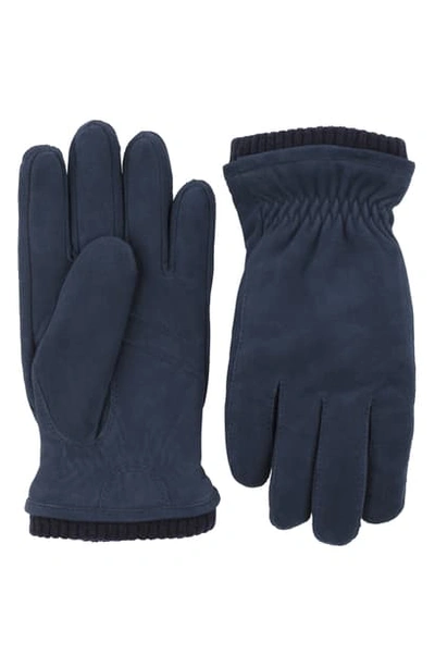 Hestra Nathan Suede Gloves In Navy