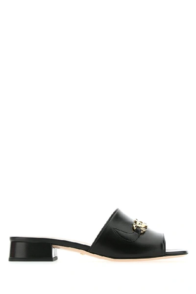 Gucci Zumi 25mm Leather Slide Sandals In Black