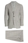 RING JACKET PRINCE OF WALES SLIM FIT PAIL WOOL SUIT,TA020S15A