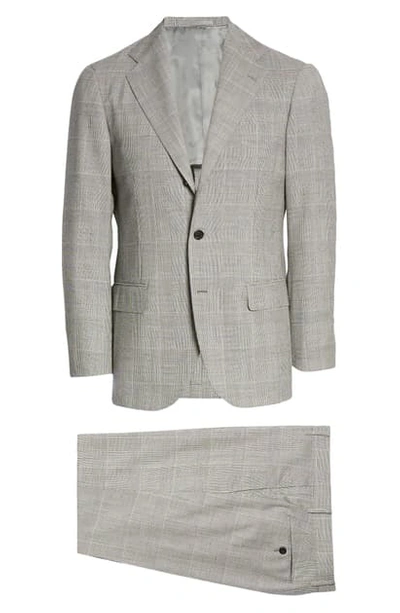 Ring Jacket Prince Of Wales Slim Fit Pail Wool Suit In Grey