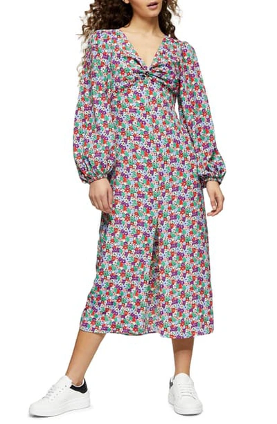 topshop purple floral dress Topshop blue & purple floral slip dress Size 4