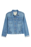 L Agence Janelle Cropped Frayed Stretch-denim Jacket In Omaha