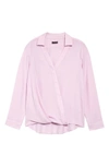 Vince Camuto Wrap Front Rumple Twill Blouse In Ice Pink