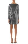 GUCCI SQUARE-G BUCKLE LONG SLEEVE METALLIC DOT JERSEY MINIDRESS,624293XJCKT