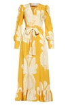 La Doublej Super Smokin' Hot Long Sleeve Silk Dress In Big Pineapple