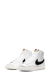 Nike Blazer Mid Suede-trimmed Leather High-top Sneakers In White/ Black/ Sail