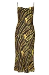 Marine Serre Zebra Print Long Dress In Black,yellow