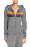 Aviator Nation 5 Stripe Zip Hoodie Heather Grey Xxl In Heather Grey