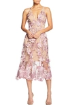 Dress The Population Audrey Embroidered Fit & Flare Dress In Lilac/ Nude