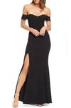 Dress The Population Logan Off The Shoulder Evening Dress In Black