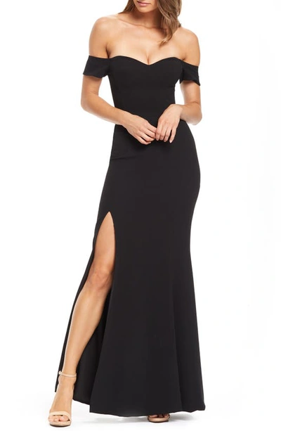 Dress The Population Logan Off The Shoulder Evening Dress In Black