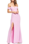 Dress The Population Logan Off The Shoulder Evening Dress In Lavender