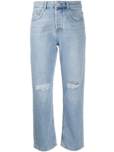 Msgm Ripped Straight-leg Jeans In Blue