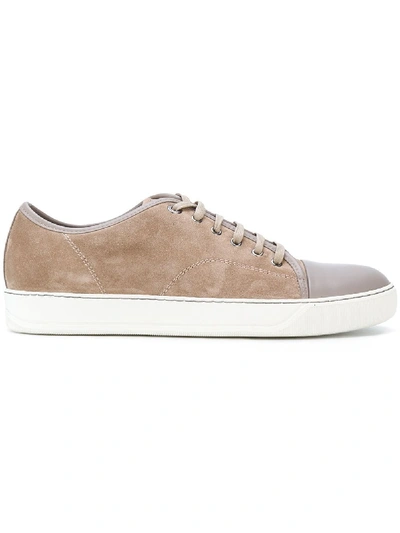 Lanvin Dbb1 Suede And Leather Sneakers For Men In Beige