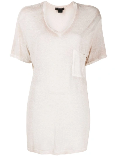 Avant Toi Slouchy V-neck T-shirt In Beige