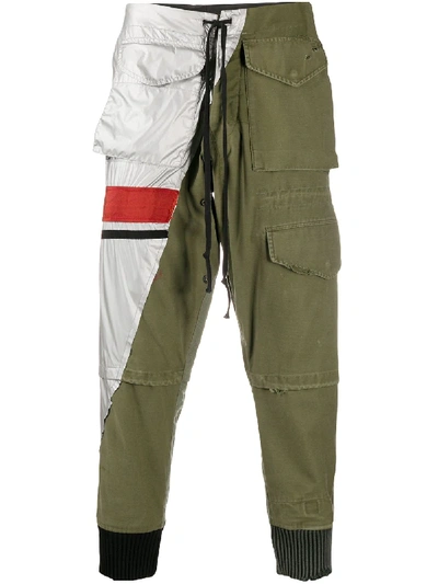 Greg Lauren Colour-block Track Trousers In Green