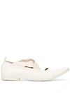 Uma Wang Crossover-straps Pointed Ballerina Shoes In Bianco