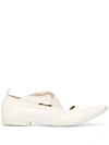 Uma Wang Crossover-straps Pointed Ballerina Shoes In White