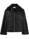 Random Identities Wide Collar Padded Jacket In Black
