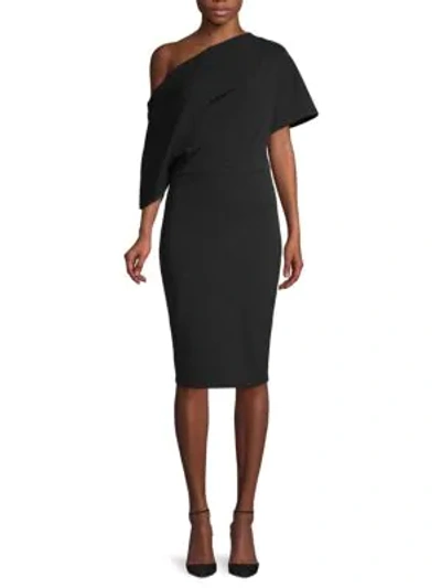 Alexia Admor Women's Asymmetric Draped-sleeve Sheath Dress In Black