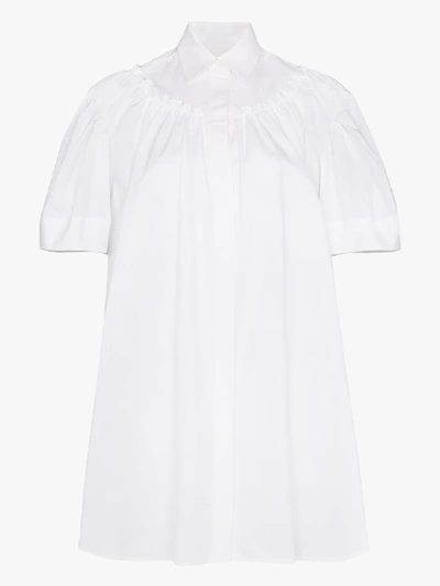 Shushu-tong Ruffled Cotton Shirt Dress In White