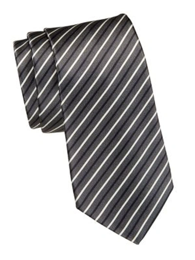 Giorgio Armani Diagonal Stripe Silk Tie In Anthracite
