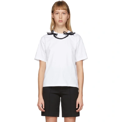 Shushu-tong White & Black Bow T-shirt In Bw100 Blk/w