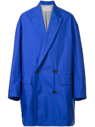 Kolor Double Breasted Raincoat In Blue