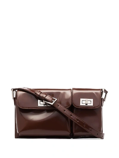 By Far Billy Semi Patent Leather Shoulder Bag In Brown