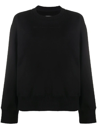 Mm6 Maison Margiela Embroidered Cotton Sweatshirt In Black