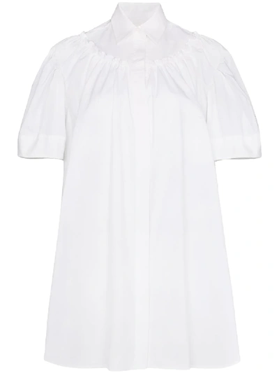 Shushu-tong Ruffled Cotton Shirt Dress In White