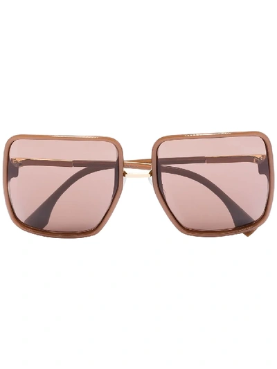 Fendi Brown Square Frame Sunglasses In Black