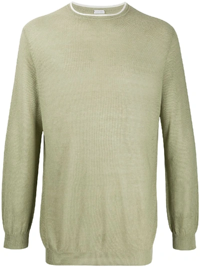 Caruso Long-sleeve Fitted Jumper In Green