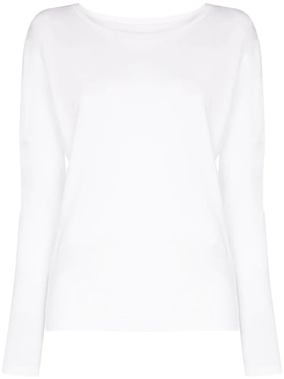 Frame Le Mid Rise Garcon Long Sleeve T-shirt In White