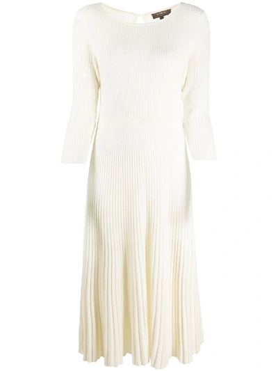 N•peal Ribbed Knit Midi Dress In White