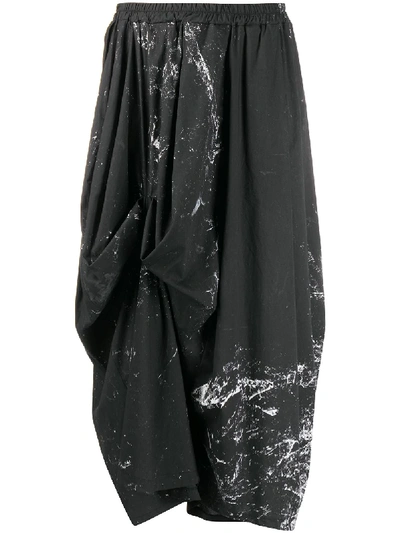 Barbara Bologna Marble-print Draped Skirt In Black