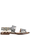 CHIE MIHARA OPEN TOE SNAKESKIN PRINT SANDALS