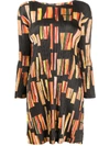 ISSEY MIYAKE PLEATED ABSTRACT PRINT DRESS