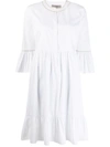 D-exterior Panelled Ruffle Sleeve Dress In White