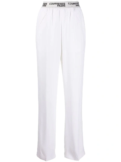 Courrèges Elasticated Logo Waistband Trousers In White