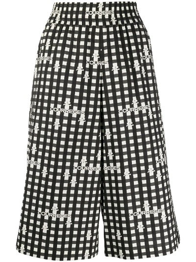 Courrèges Over-the-knee Length Check Shorts In Black