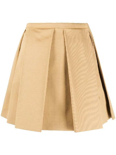 Courrèges Pleated A-line Skirt In Brown