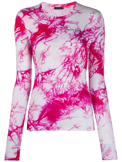 Versace Tie Dye Long Sleeve T-shirt In Pink