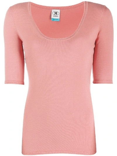 M Missoni Fine Knit Scoop Neck T-shirt In Orange