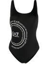 EA7 LOGO-PRINT SCOOP-BACK SWIMSUIT