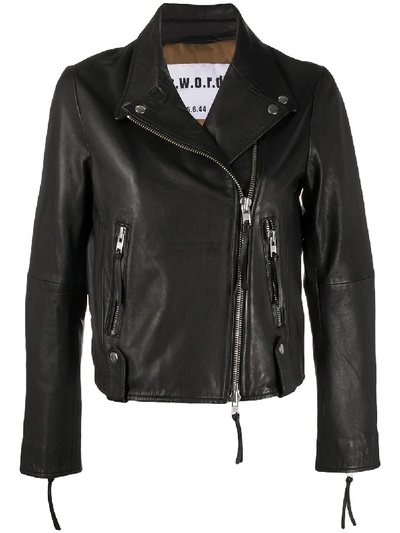 Sword 6.6.44 Leather Biker Jacket In Black
