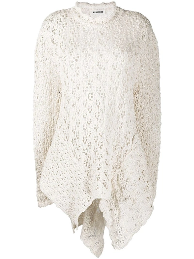 Jil Sander Crocheted Asymmetric Jumper In Neutrals