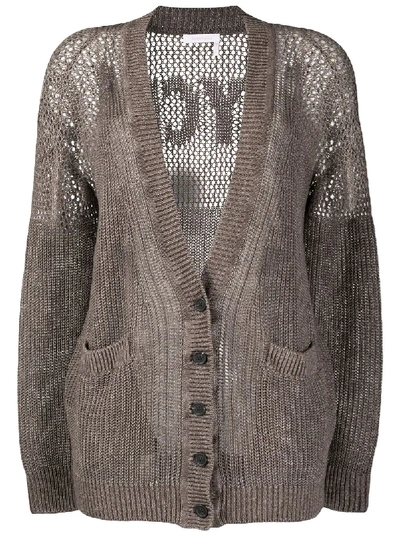 See By Chloé Open Knit Cardigan In Brown