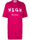 Msgm Logo Oversized T-shirt In Pink